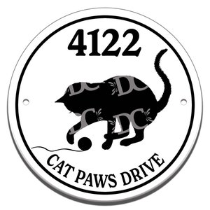 Katzen Haustier Thema Keramik Hausnummer Kreis Fliese, Kätzchen Haustier Thema Türschild, Katzenliebhaber Thema Haus Schild,