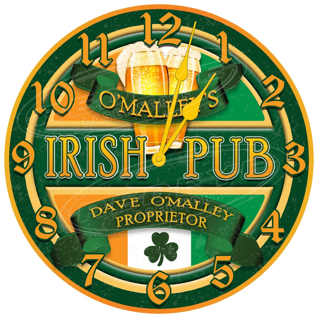 Ireland Pub Clock Sign, Custom Irish Pub Sign, Ireland Tavern Decor