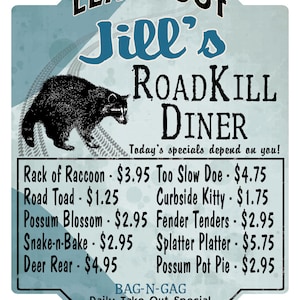Roadkill Sign Personalized Roadkill Cafe Sign, Funny Kitchen Bar Decor - Etsy