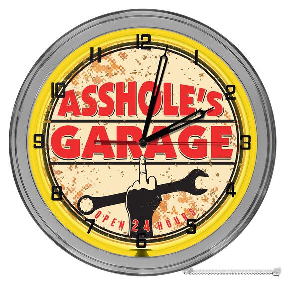 S Garage 16 In Neon Clock Light Up Neon Clock S Garage Light, Personalized Neon Garage Clocks