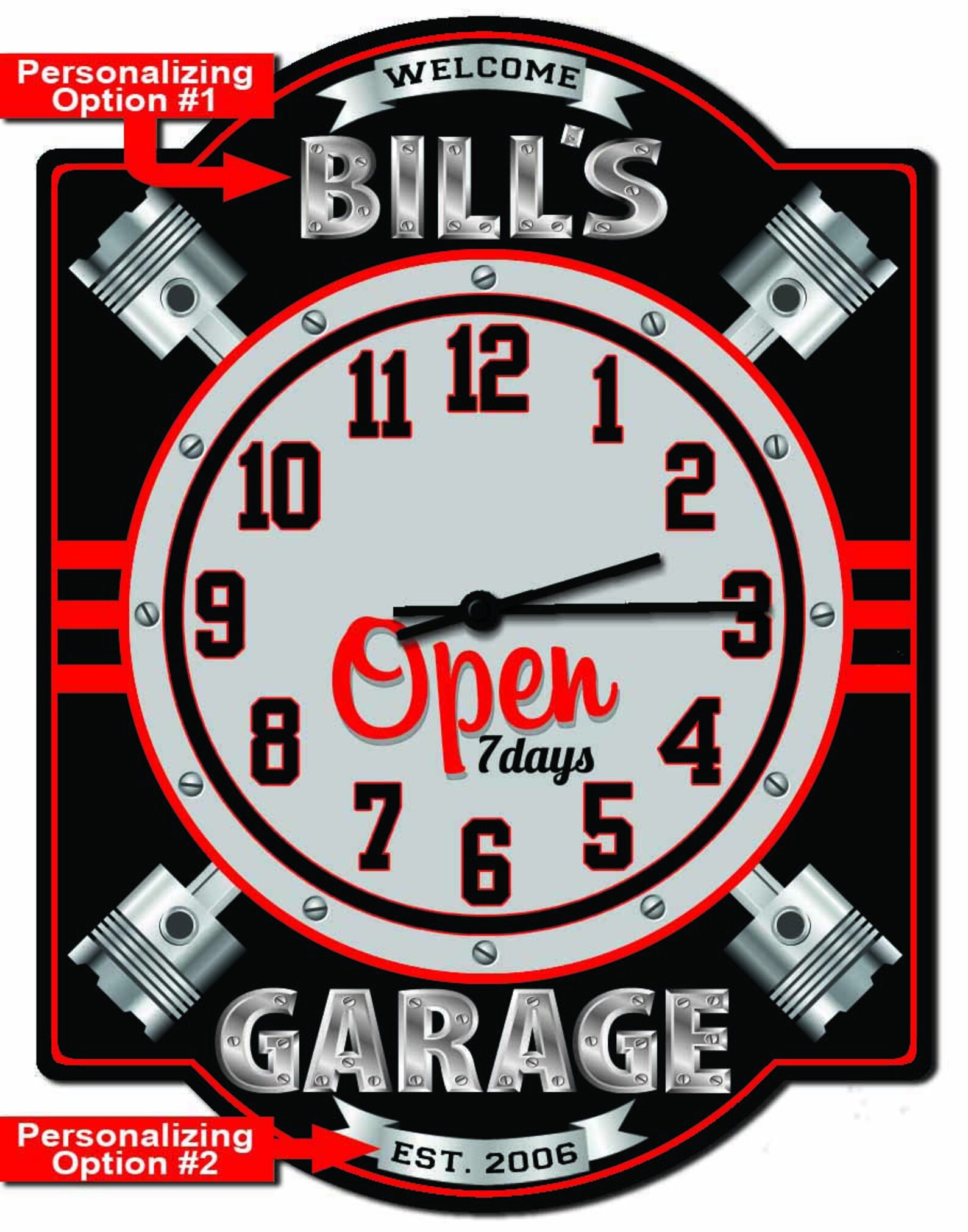 Personalized Garage Piston Wall Clock Vintage Style Garage Etsy Canada