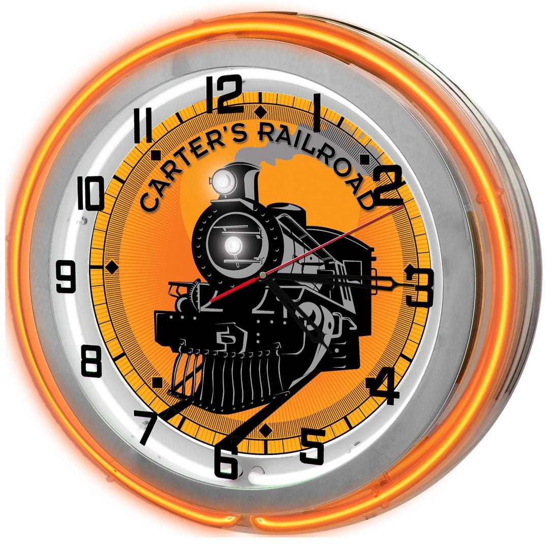 Personalized Train Room Neon Clock, 19