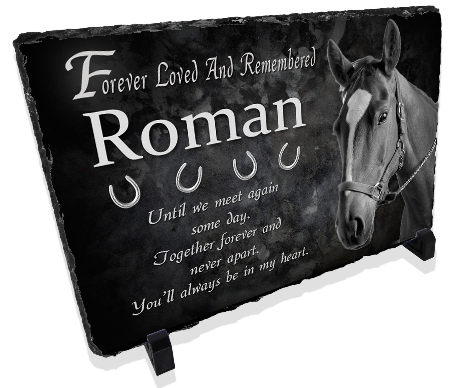 Horse Memorial Solid Slate Plaques, Rainbow Bridge Horse Memorials