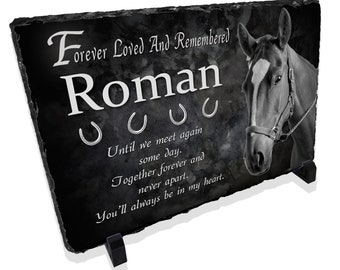 Targa commemorativa personalizzata in ardesia per cavalli: pietra del ricordo equino