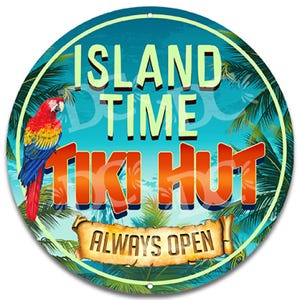 Tiki Hut Customized Wall Sign, Patio Signs, Backyard Signs, Outdoor Tiki Bar Signs, Tropical Beach Themed Wall Signs, Outdoor Patio Signs