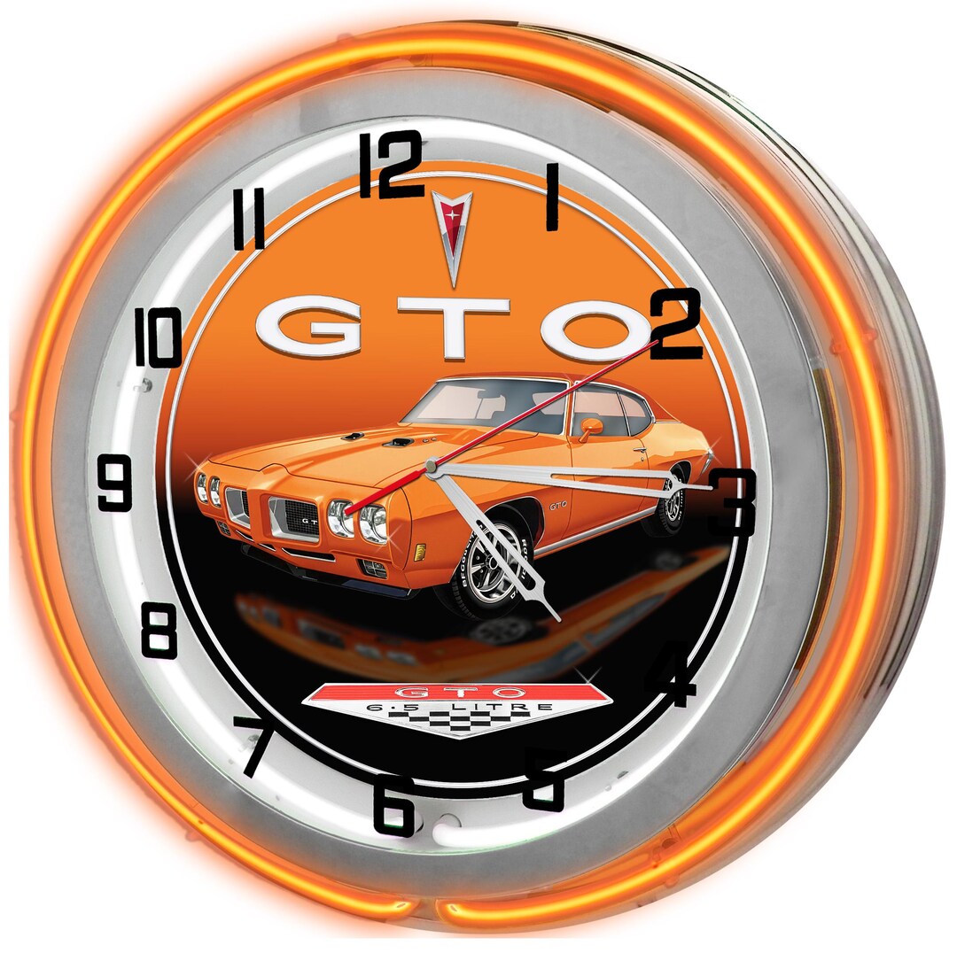 Pontiac GTO Neon Wall Clock: Muscle Car Garage Clock 19