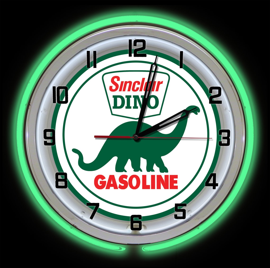 Sinclair Dino Gasoline 19 Neon Garage Clock Sinclair Etsy