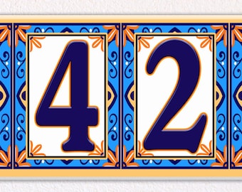 Floral Mosaic Ceramic House Address Sign: Decorative Tile