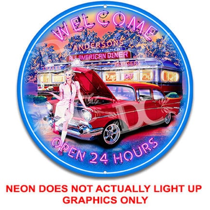Retro Diner Metal Sign: Muscle Car Drive-in, 50s Vintage Style - Etsy