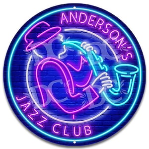 Jazz Club Neon Themed Custom Sign, Jazz Bar Signs, Night Club Bar Decor, Jazz Bar Decor, Music Decor, Jazz Signs,