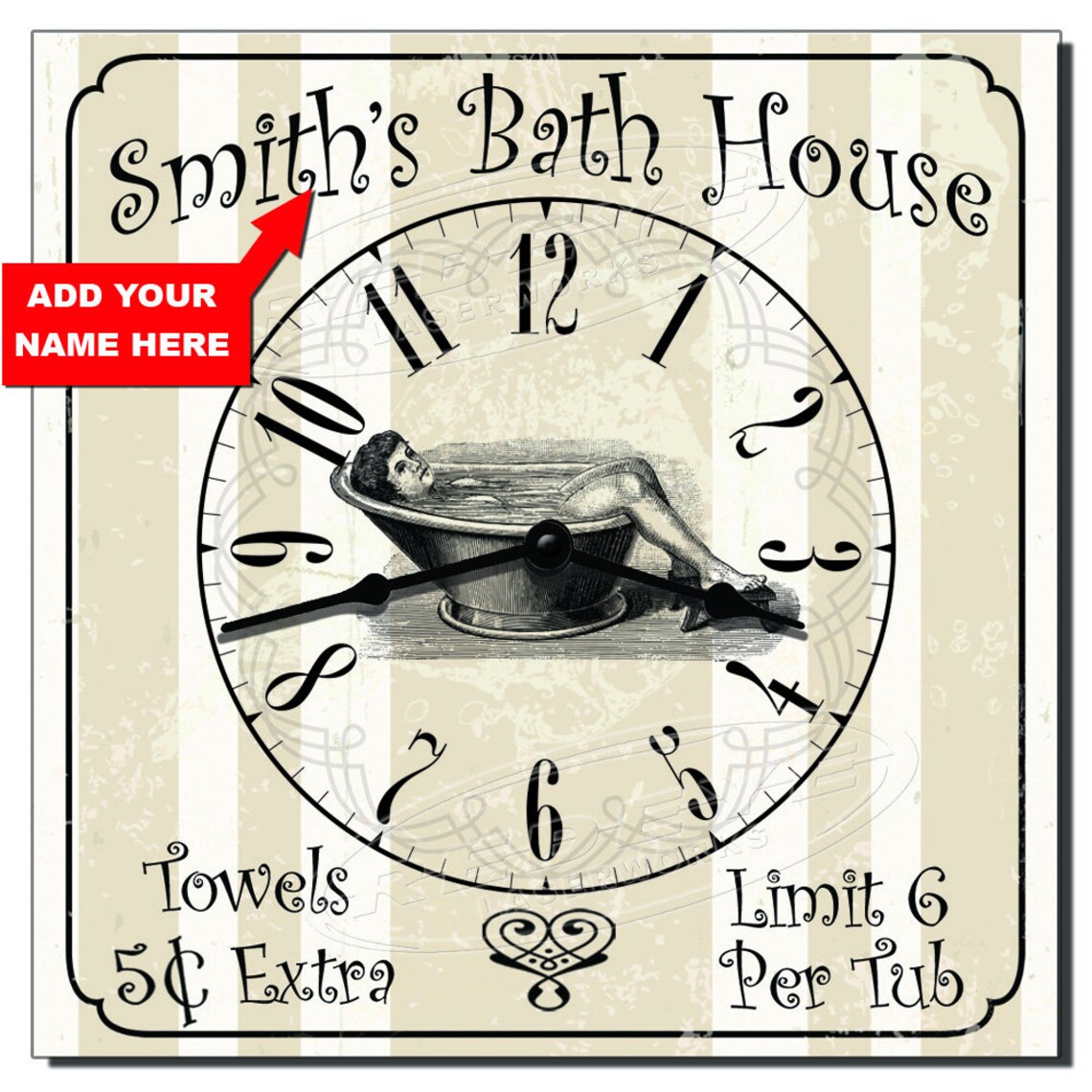 Custom Bath House Clock Bath Room Rustic Wall Clock Bath Etsy