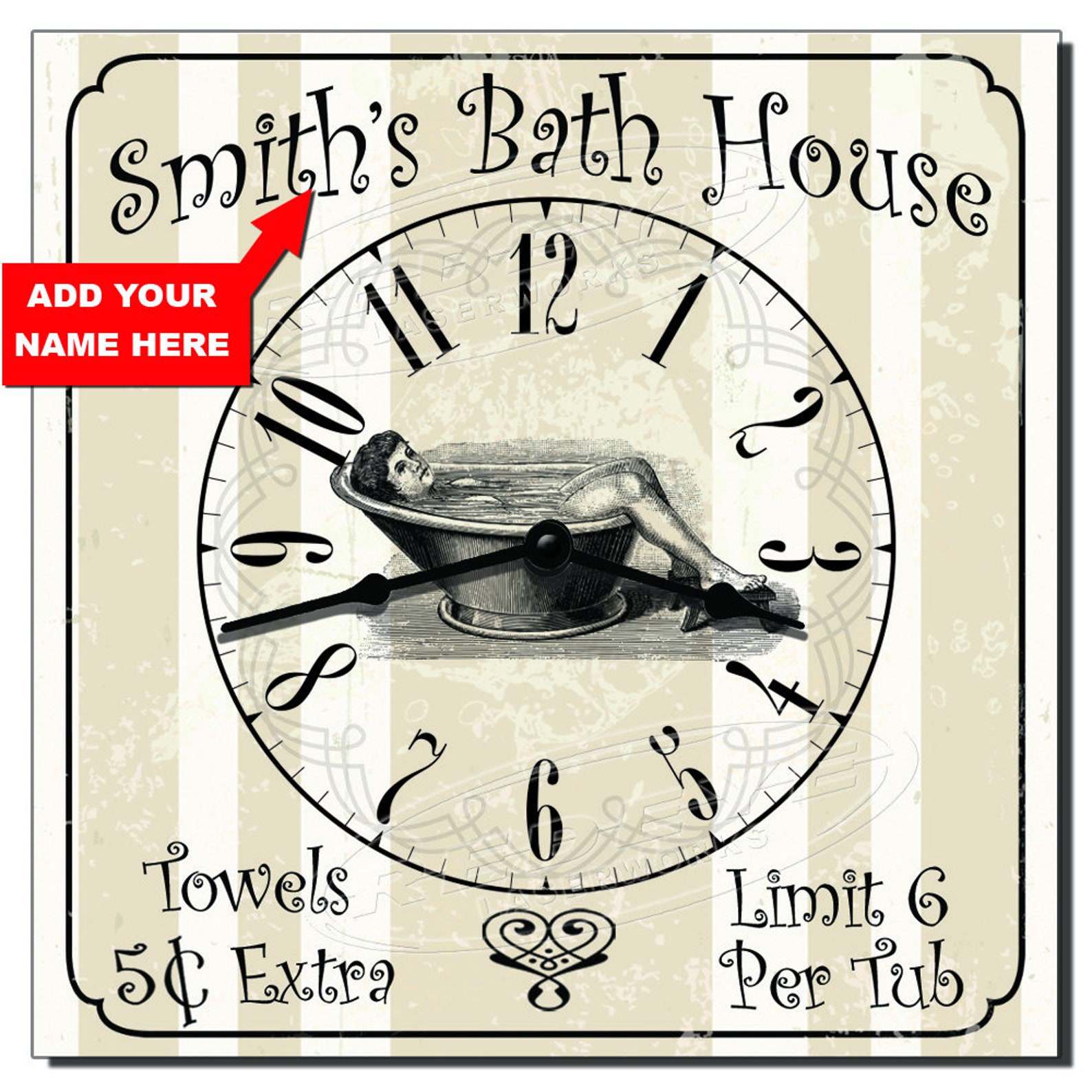Custom Bath House Clock Bath Room Rustic Wall Clock Bath Etsy
