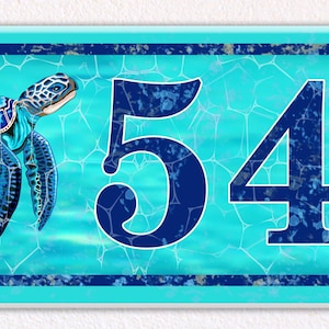 Sea Turtle Themed House Numbers, Turtle Custom House Plaque, Ceramic House Sign, Handmade House Number,  Sea Turtle Front Door Decor,