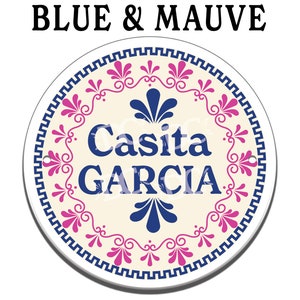 Casita Family Floral Themed Ceramic House Welcome Circle Tile, Mosaic Themed Front Door, Mexican Front Door Art, Bienvenido Custom Sign