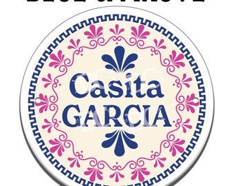 Personalisierte Keramik Hausschild: Blumen Casita Familienname Tile
