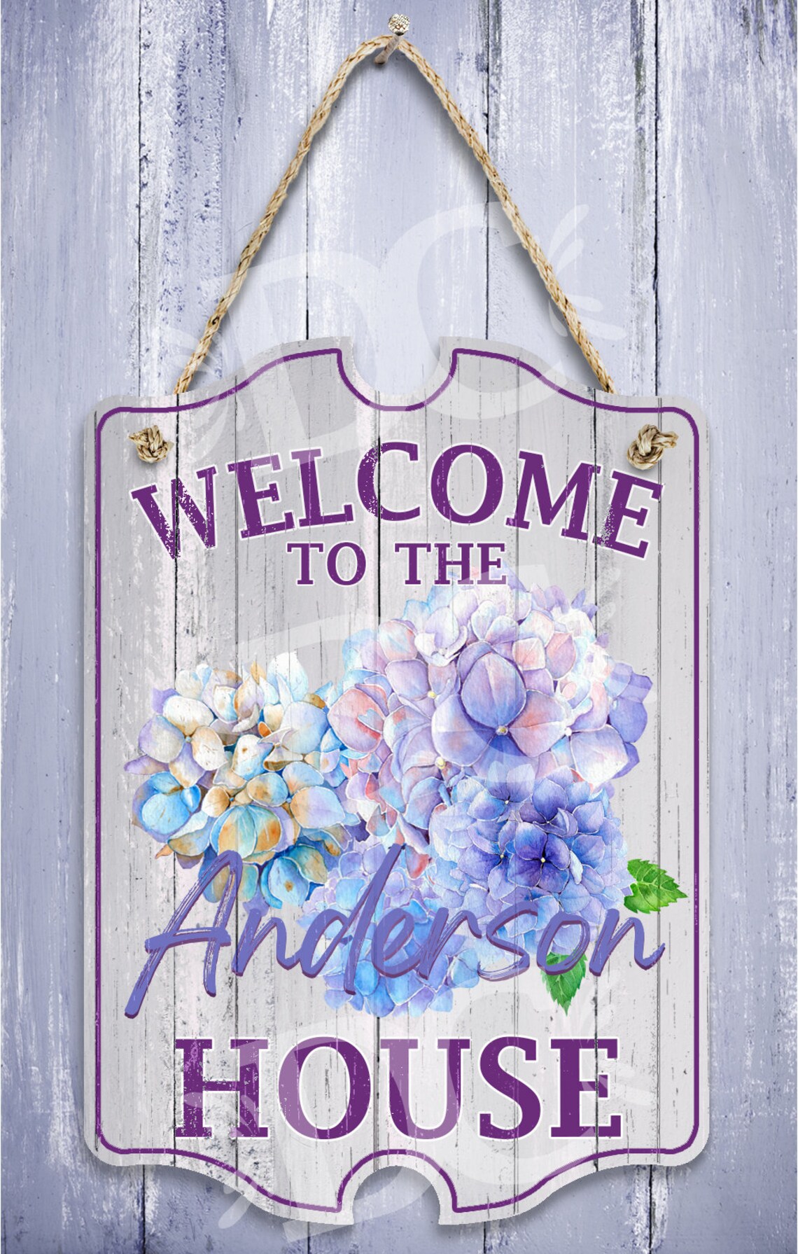 Hydrangea Welcome Sign, Personalized Floral Porch Decor - Etsy