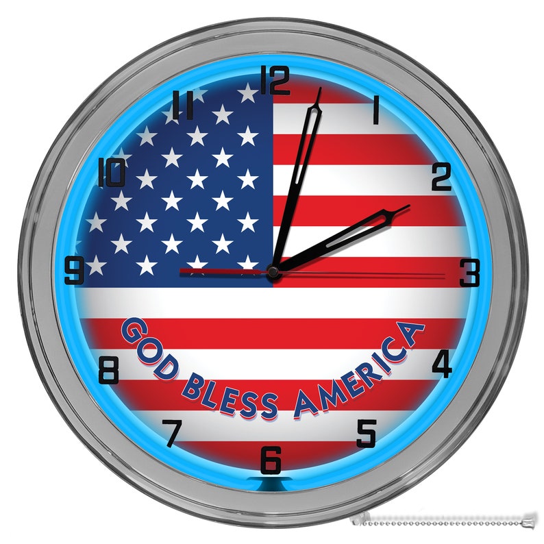 American Flag Patriotic 16 In Clock USA Light Up Signs USA Etsy