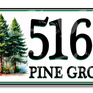 Pine Tree Themed Ceramic House Numbers, Elegant Pine Branch Themed Ceramic House Plaque, Pine Tree Ceramic House Number,