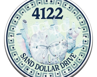 Sand Dollar Ceramic House Number Sign: Beach Themed Address Tile