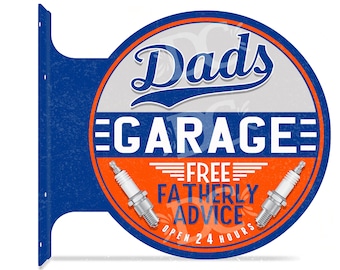 Dad's Garage Decor: Double Sided Aluminum Sign (15 3/4" x 13 1/2")