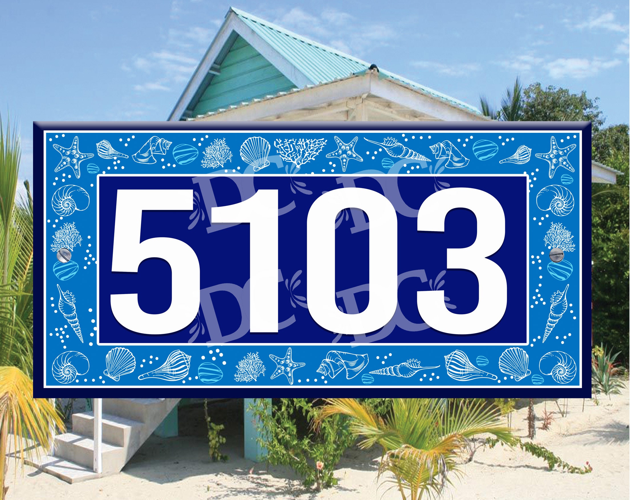 House Numbers Shells Seashell Ceramic House Number Plaque: Nautical Address Sign - Etsy