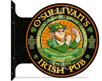 Personalized Irish Pub Sign: Fighting Irishman Decor