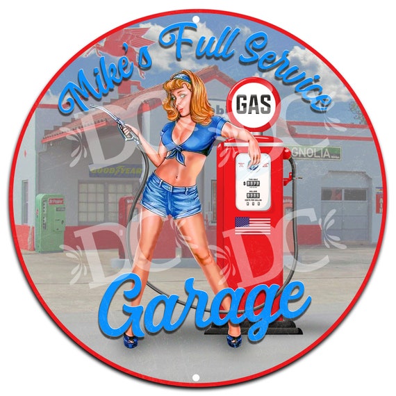 Vintage Pin up Girl Gas Station Sign: Full Service Garage Decor - Etsy