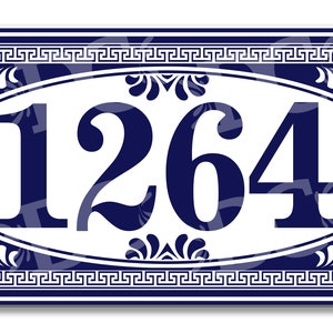 Elegant Blue Vines Themed Ceramic House Numbers, Elegant Themed Ceramic House Plaque, Floral Leaves Ceramic House Numbers,