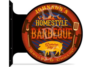 Backyard BBQ Sign, Custom BBQ Double Sided Sign, Custom Patio Grilling Sign, Patio Décor, Personalized Cooking Décor