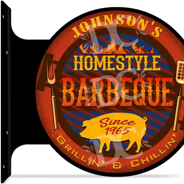 Backyard BBQ Sign, Custom BBQ Double Sided Sign, Custom Patio Grilling Sign, Patio Décor, Personalized Cooking Décor
