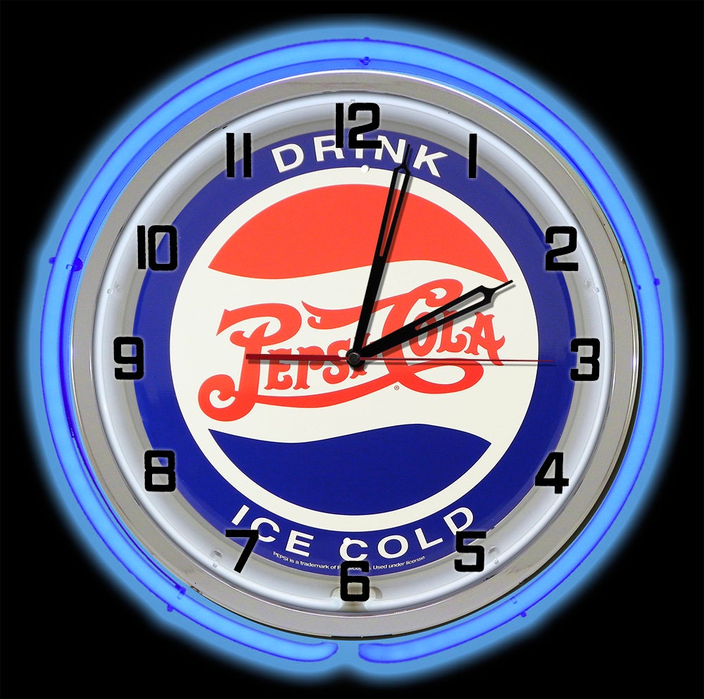 Pepsi Cola 19 Neon Clock Vintage Pepsi Clocks Pepsi Etsy