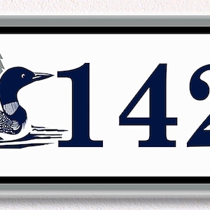 Loon Bird Themed Ceramic House Numbers, Loons Themed Ceramic House Plaque, Ceramic House Numbers, Loon Lake House Themed Front Door Decor,