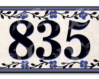 Handmade Floral Ceramic House Number Sign: Custom Address Plaque