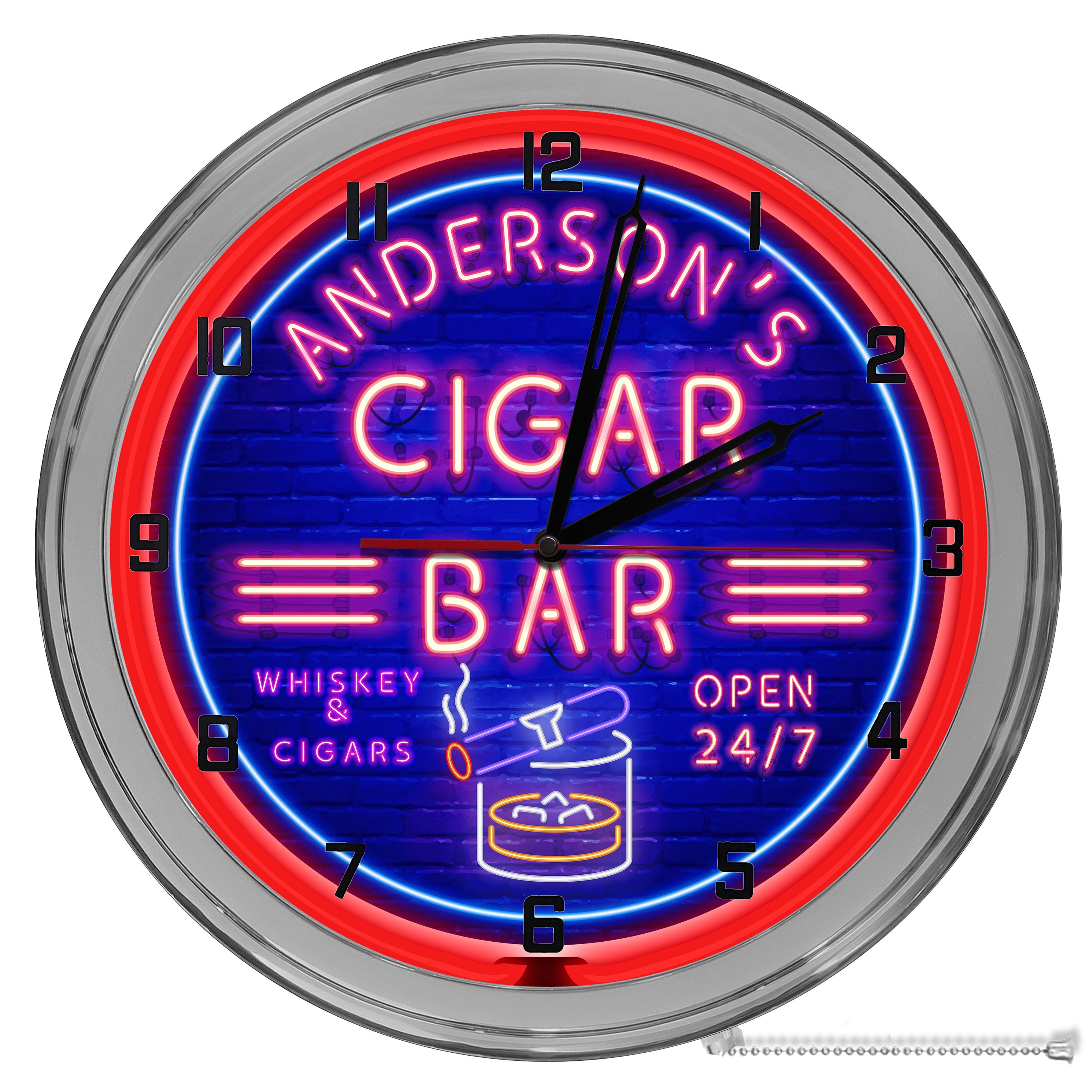 Cigar Bar 16 Neon Clock Custom Burboun Bar Clock Neon Etsy