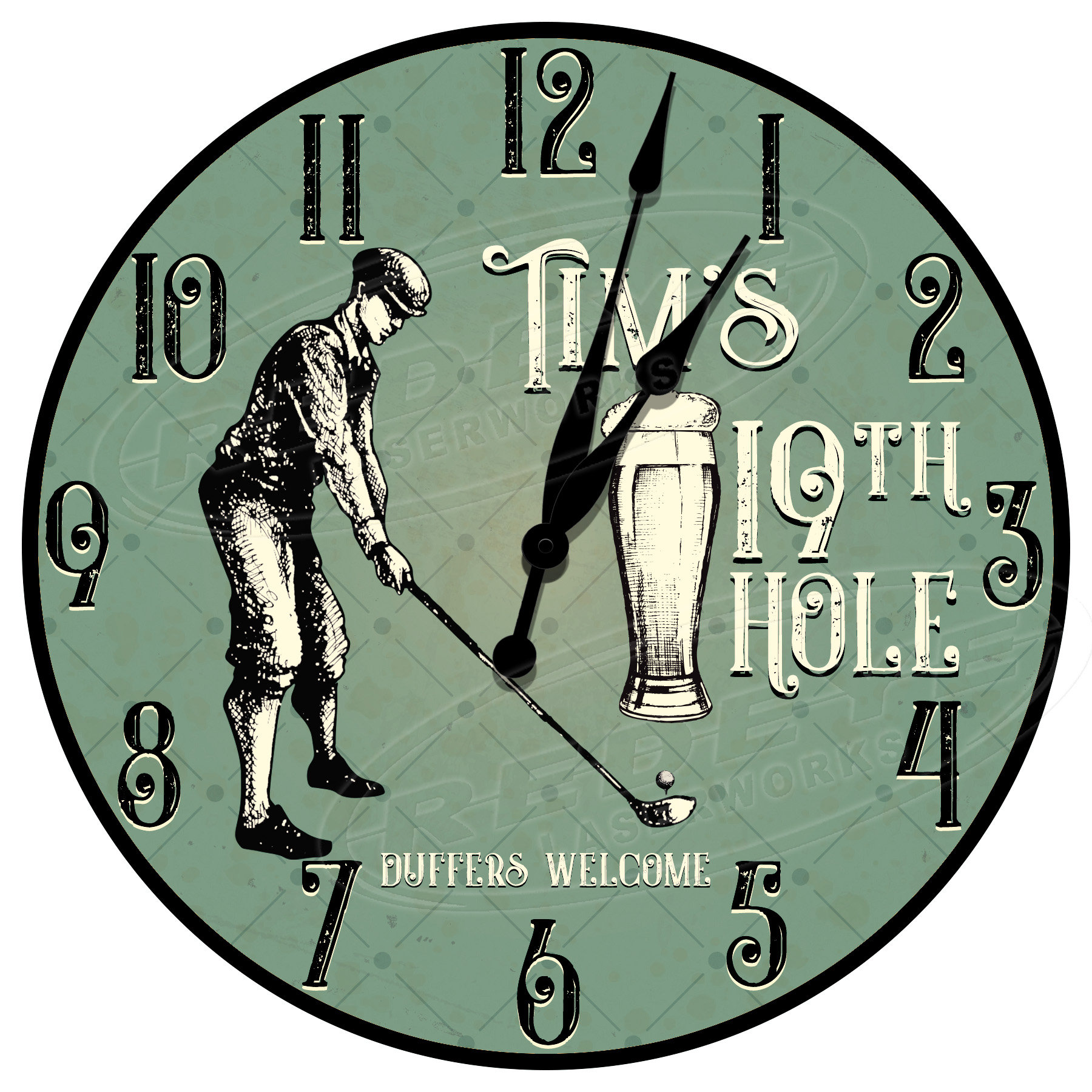 19th Hole Golfing Clock Custom Golfer Clock Clubhouse Etsy