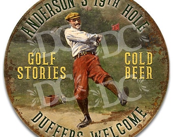 Golfer Customized Sign, Vintage Golfing Decorative Signs, 19th Hole Signs, Golf Clubhouse Signs, Golfing Signs, Golfer Gifts, Golf Decor