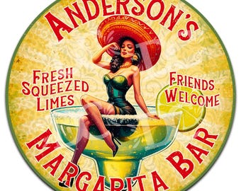 Custom Margarita Bar Metal Sign: Vintage Tequila Decor