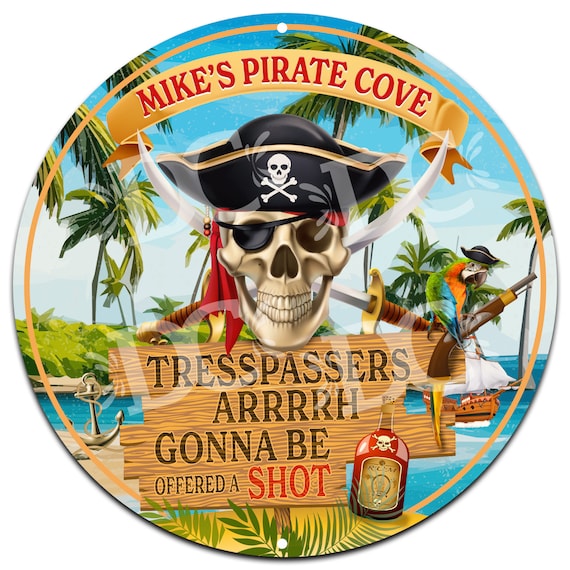 Pirate Cove Customized Bar Sign, Backyard Pirate Bar Paradise Bar
