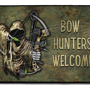 Bow Hunter Doormat, Bow Hunters Welcome Porch Mat, Deer Hunting Camp Welcome Mat, Hunting Camp Door Mat