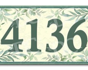 Floral Vines Ceramic House Number Plaque: Handmade Elegant Sign