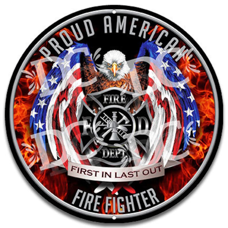 Custom Firefighter Sign: Firehouse Station Logo, Aluminum Circle Sign ...