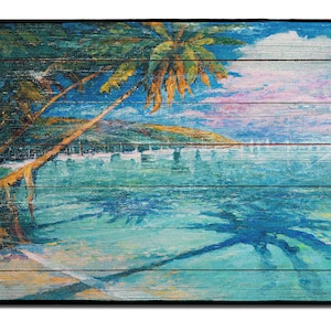 Beach Welcome Mat, Ocean Beach Front Doormat, Tropical Paradise Porch Mat, Oceanside Front Door Mat