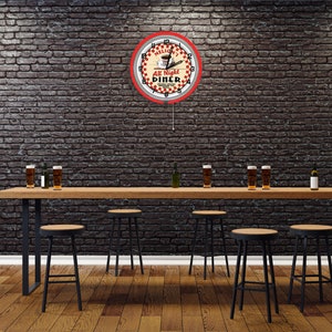 Customizable Diner Neon Clock: Retro Restaurant Sign, 19" Wall Decor image 13