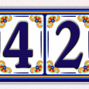 Mosaic Floral Address House Tile, Ceramic House Address Sign, Mosaic House Address, Floral Address Sign, Decorative Front Door Sign,