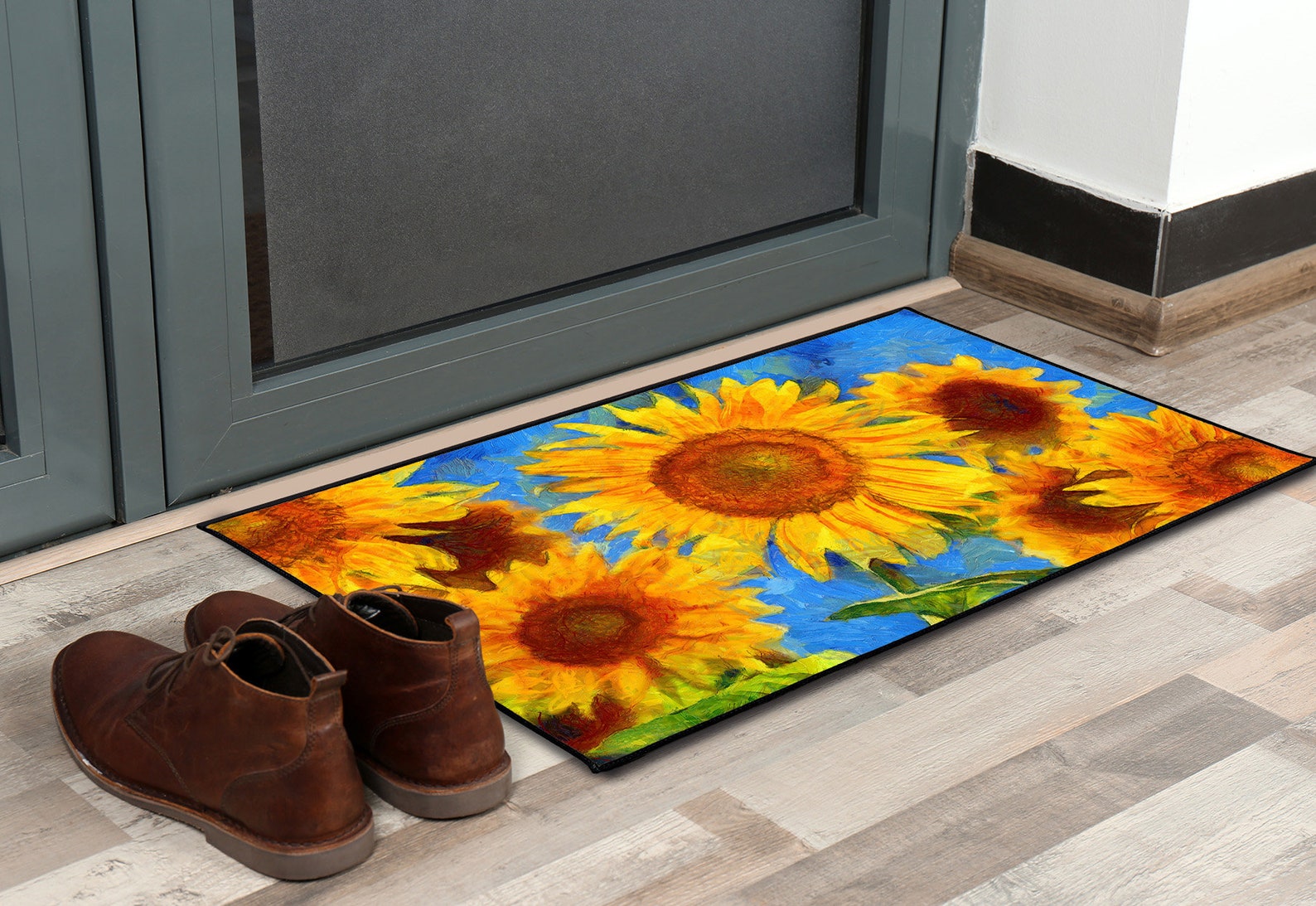 Sunflowers Door Mats Sunflower Door Rugs Floral Front Porch Etsy