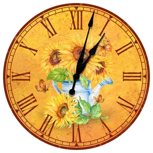 Sunflower Themed Clock, Sunflower Decor, Sunflower Kitchen Clocks, Floral Clocks, Sunflower Decorations, Sunflower Decorative Clocks