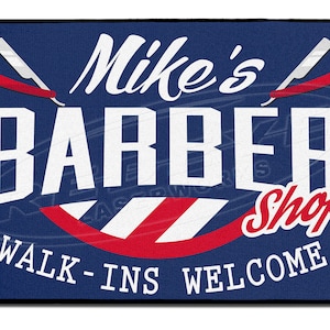 Barber Shop Welcome Mat, Hair Salon Door Mat, Custom Barber Door Mat, Barber Welcome Mats, Custom Barbershop Welcome Mats