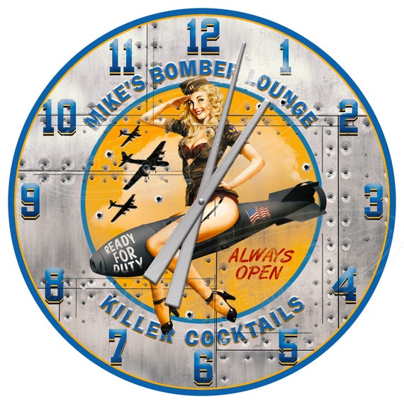 Custom Pilots Bar Clock Bomber Bar Clock Vintage Bomber Clocks Bomber Cocktail Bar Clock Pilots Lounge Clock WWII Clock Aviator Clocks Etsy Polska