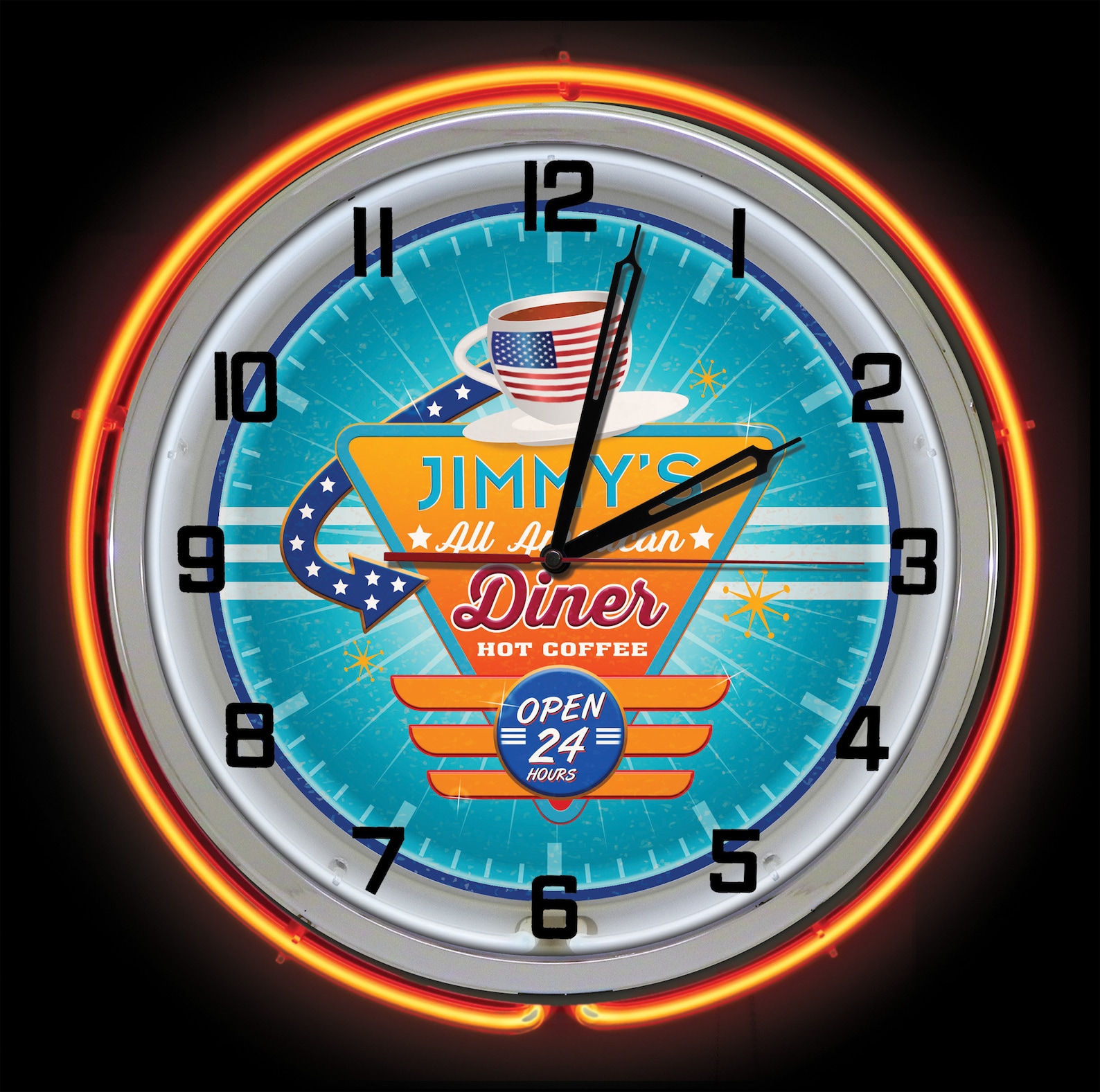 Diner Restaurant 19 Neon Sign Clock Retro Diner Clocks Etsy