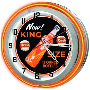 Orange Crush 19" Large Neon Clock, Vintage Orange Crush Soda Clock, Beverage Wall Clock, Vintage Neon Soda Pop Clock, Orange Crush Decor